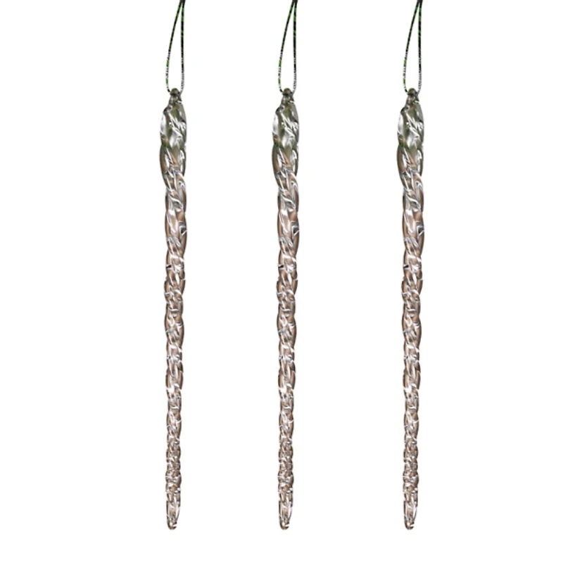 Glass Icicle Real Spun Ornaments, Set of 60