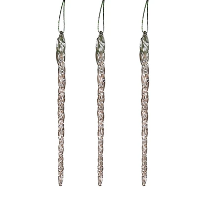 Glass Icicle Real Spun Ornaments, Set of 60