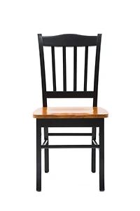Black & Oak Wood Shaker Dining Chairs, Set of 2