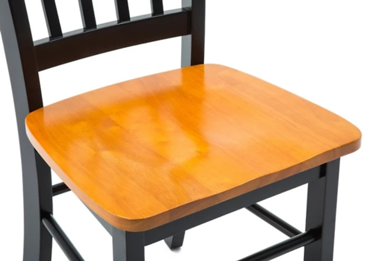 Black & Oak Wood Shaker Dining Chairs, Set of 2