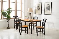 Black & Oak Wood Shaker Dining Chairs, Set of 2