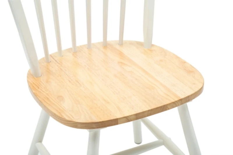 Cream & Natural Wooden Dining Chairs, Set of 2