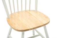 Cream & Natural Wooden Dining Chairs, Set of 2