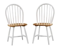 Cream & Natural Wooden Dining Chairs, Set of 2