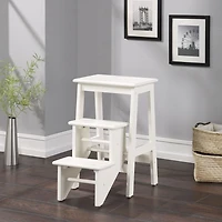 Cream Wooden 3-Level Step Stool