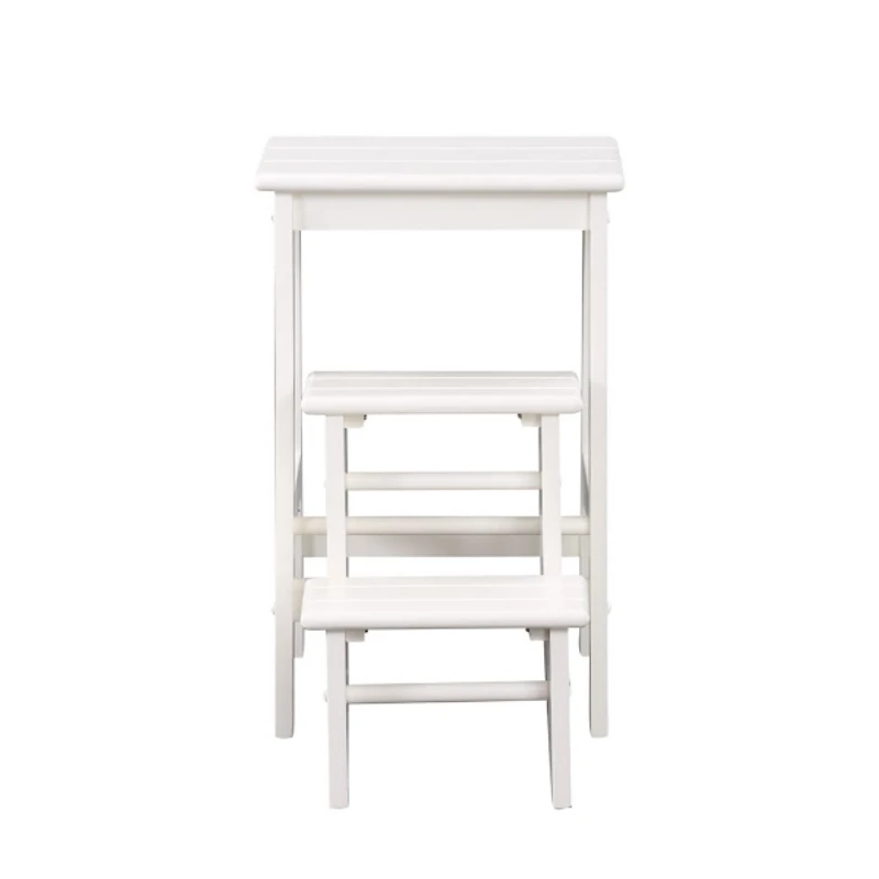 Cream Wooden 3-Level Step Stool