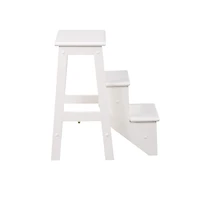 Cream Wooden 3-Level Step Stool
