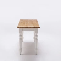 Cream and Natural Wood Dining Bench