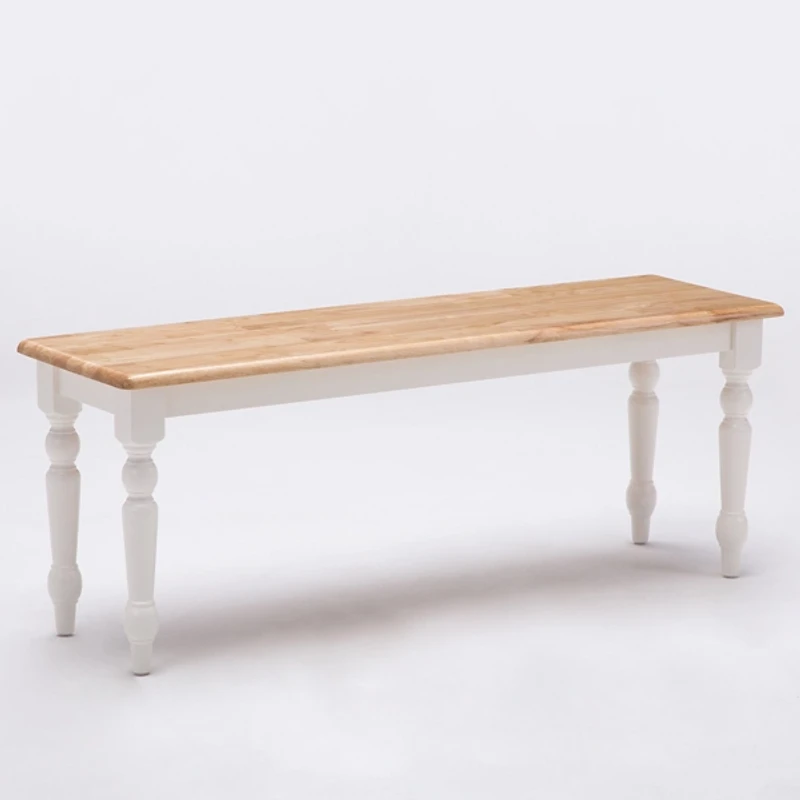 Cream and Natural Wood Dining Bench