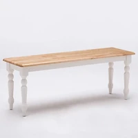 Cream and Natural Wood Dining Bench