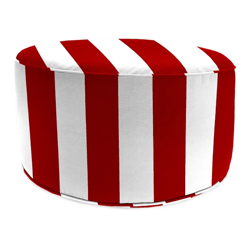 Red Striped Cabana Outdoor Pouf