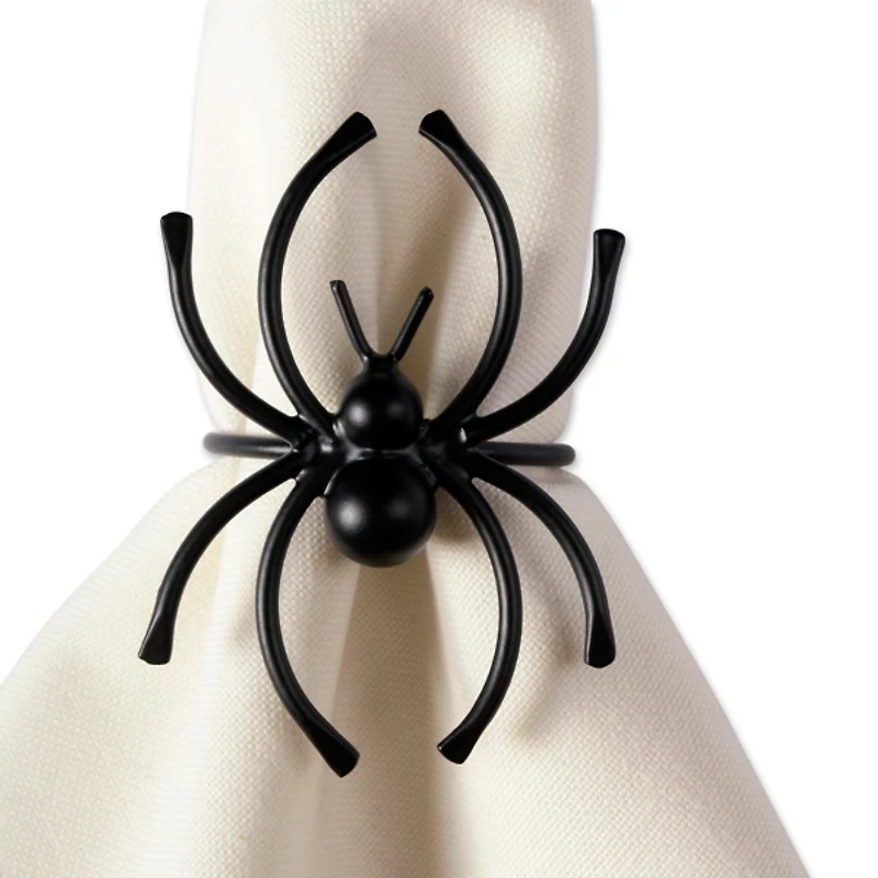 Black Matte Spider Napkin Rings, Set of 6