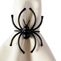 Black Matte Spider Napkin Rings, Set of 6