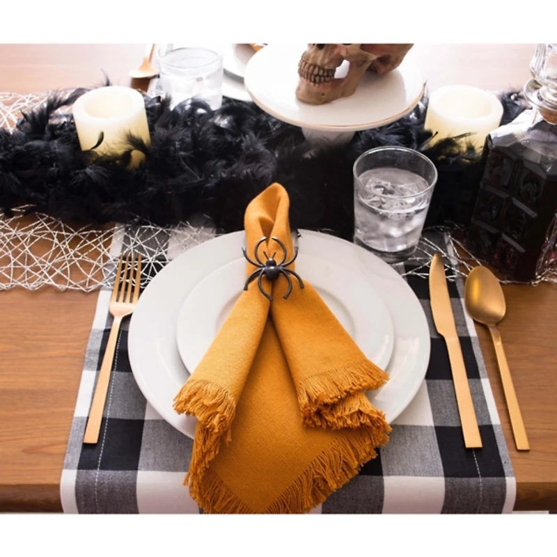 Black Matte Spider Napkin Rings, Set of 6