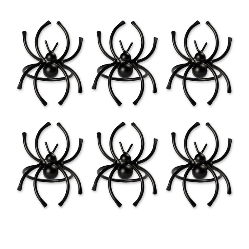 Black Matte Spider Napkin Rings, Set of 6