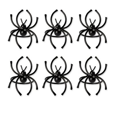 Black Matte Spider Napkin Rings, Set of 6