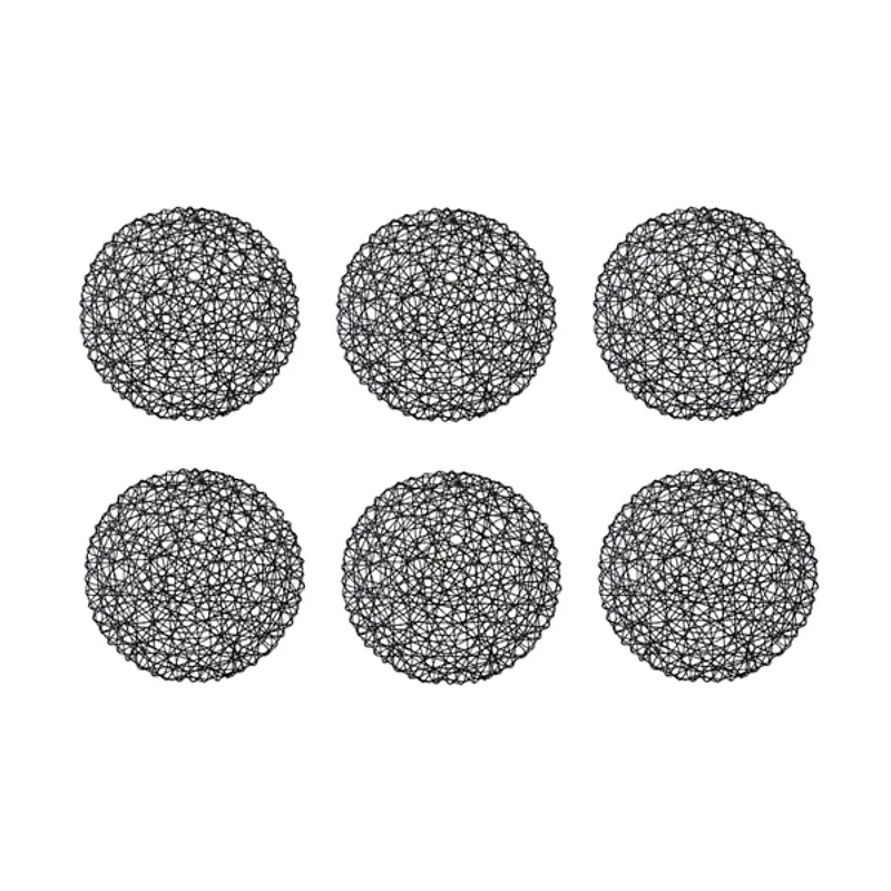 Black Round Woven Placements, Set of 6
