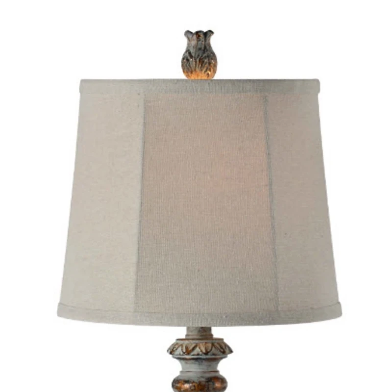 Blue and Bronze Acanthus Buffet Lamps, Set of 2