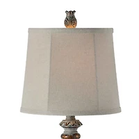 Blue and Bronze Acanthus Buffet Lamps, Set of 2