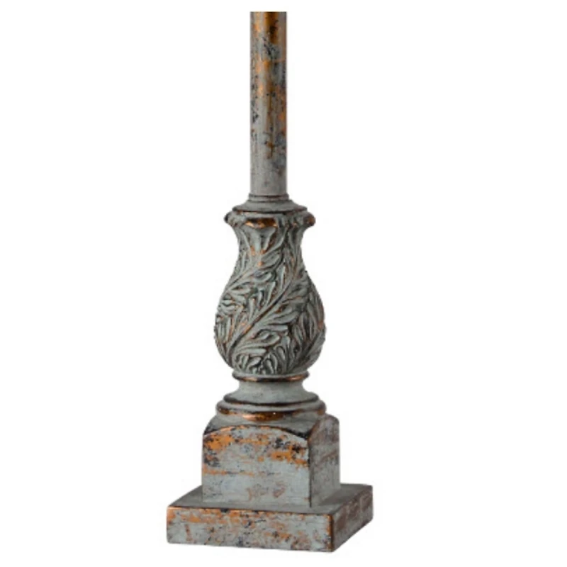 Blue and Bronze Acanthus Buffet Lamps, Set of 2