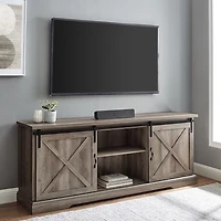 Gray Wash Sliding Barn Door TV Stand