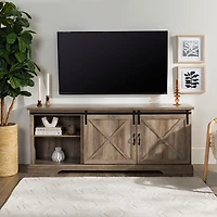 Gray Wash Sliding Barn Door TV Stand