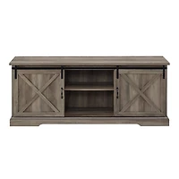Gray Wash Sliding Barn Door TV Stand