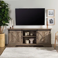Gray Wash Sliding Barn Door TV Stand