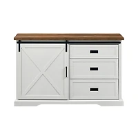 White Sliding Door and 3-Drawer TV Stand