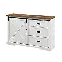 White Sliding Door and 3-Drawer TV Stand