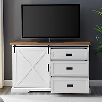 White Sliding Door and 3-Drawer TV Stand