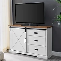 White Sliding Door and 3-Drawer TV Stand