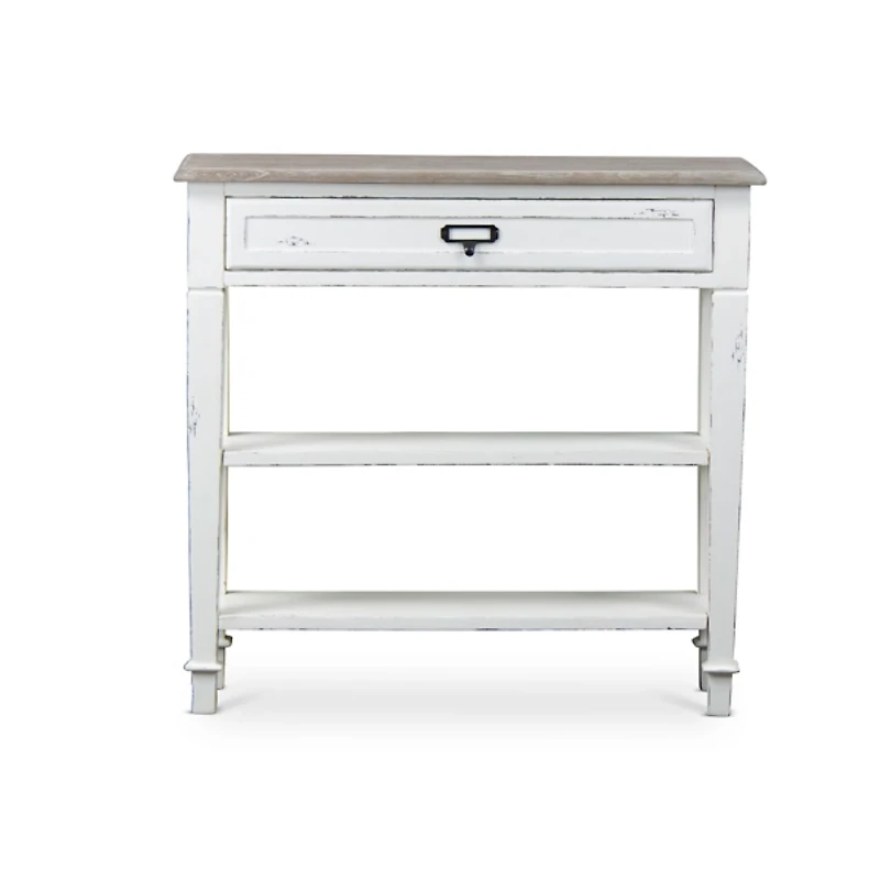 Distressed White 1-Drawer Console Table