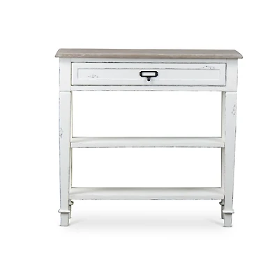 Distressed White 1-Drawer Console Table