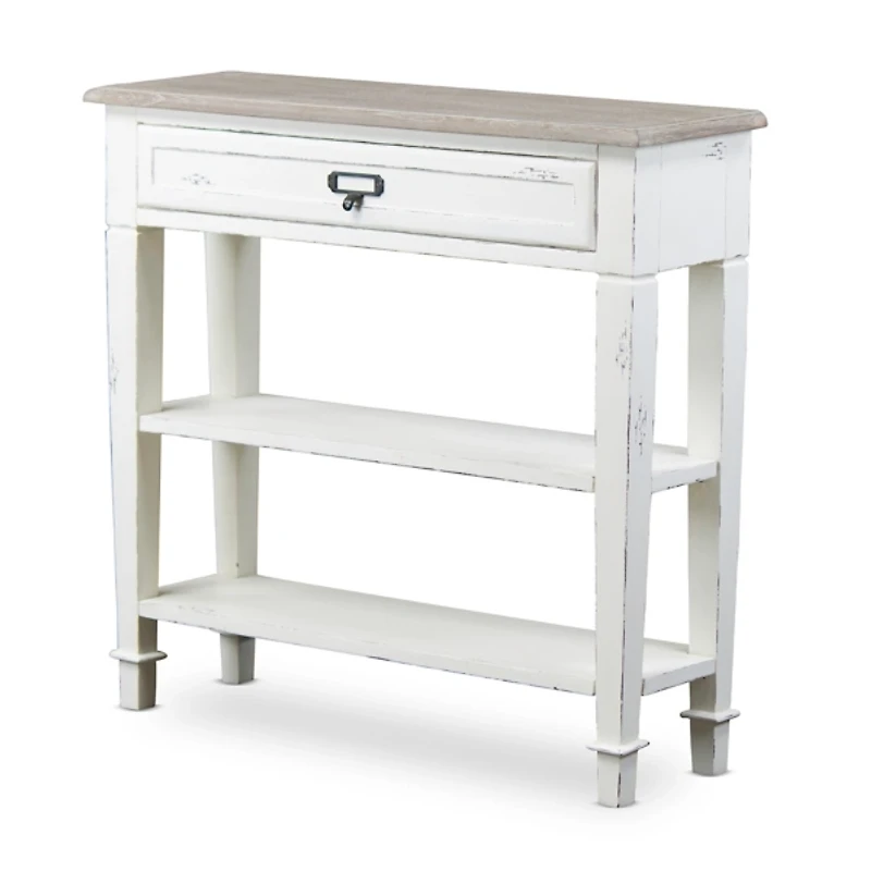 Distressed White 1-Drawer Console Table