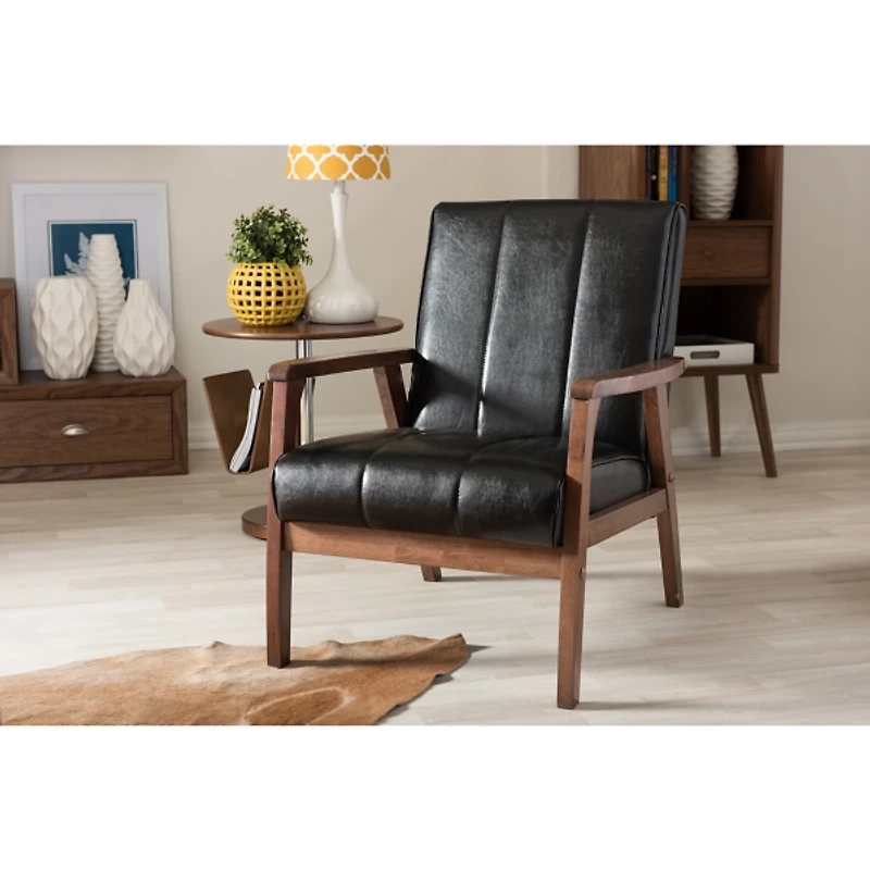 Black Faux Leather Kegan Accent Chair