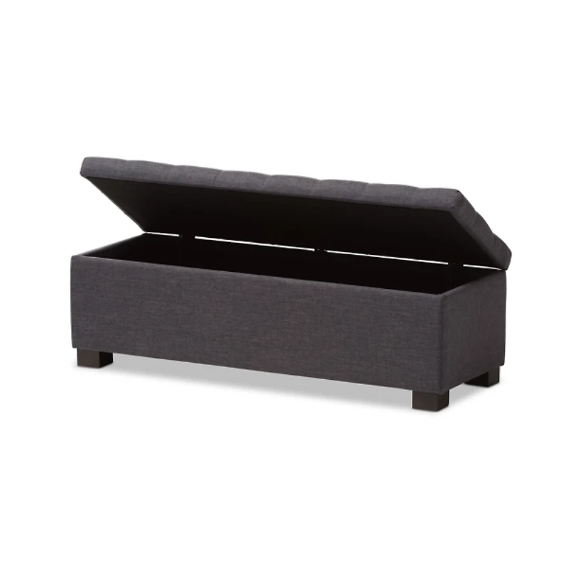 Dark Gray Tufted Contemporary Storage Bench