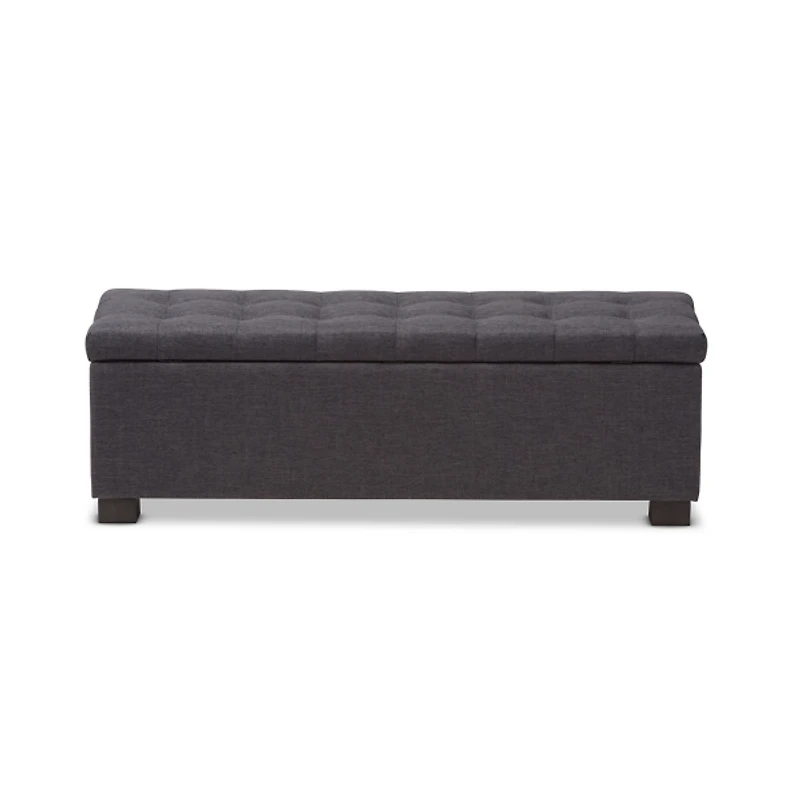Dark Gray Tufted Contemporary Storage Bench