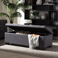 Dark Gray Tufted Contemporary Storage Bench