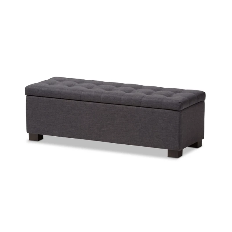 Dark Gray Tufted Contemporary Storage Bench