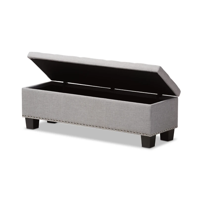 Taupe Button-Tufted Upholstered Storage Bench