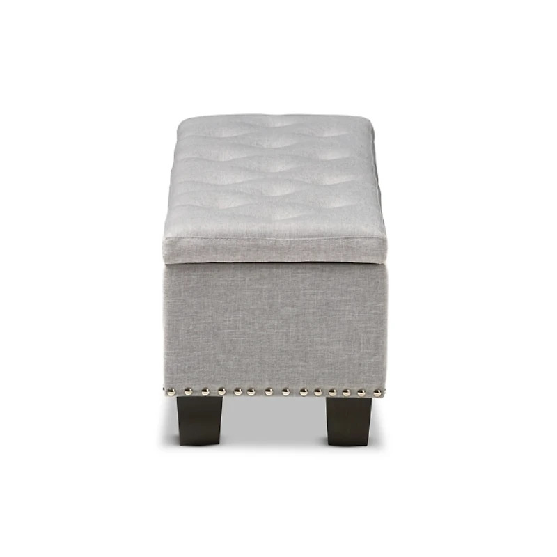 Taupe Button-Tufted Upholstered Storage Bench