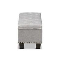 Taupe Button-Tufted Upholstered Storage Bench