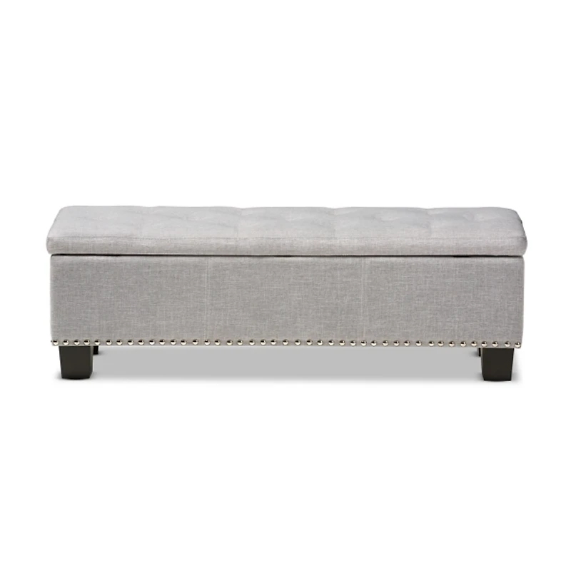 Taupe Button-Tufted Upholstered Storage Bench