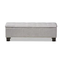 Taupe Button-Tufted Upholstered Storage Bench