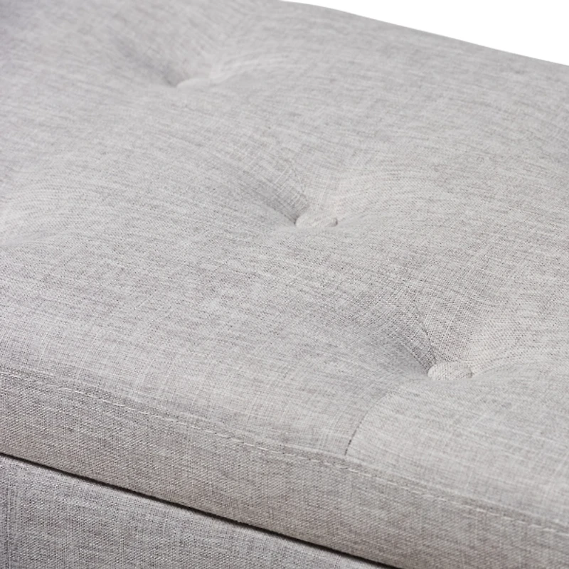 Taupe Button-Tufted Upholstered Storage Bench