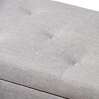Taupe Button-Tufted Upholstered Storage Bench