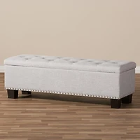 Taupe Button-Tufted Upholstered Storage Bench