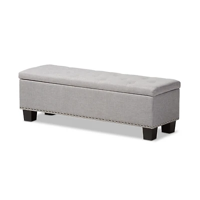 Taupe Button-Tufted Upholstered Storage Bench