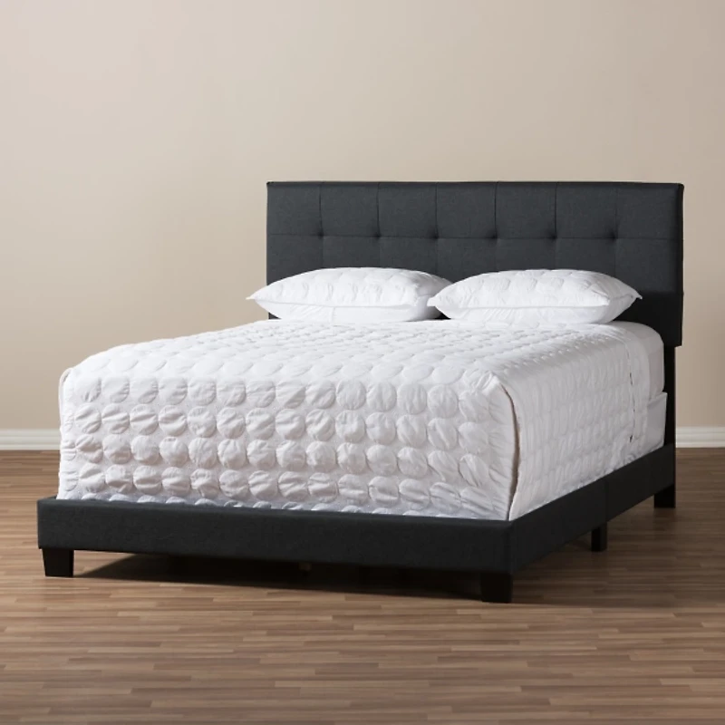 Charcoal Gray Tufted Modern Queen Bed